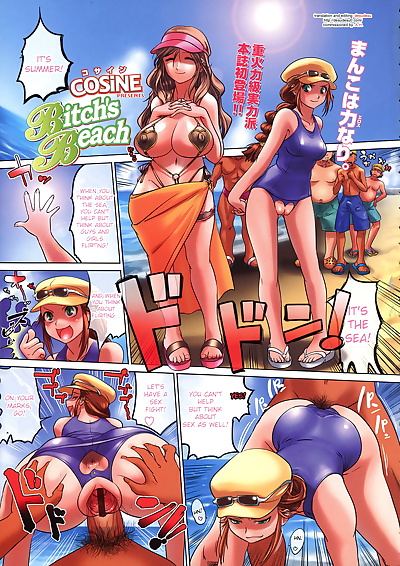 english manga Bitchs Beach, big breasts , anal  double-penetration